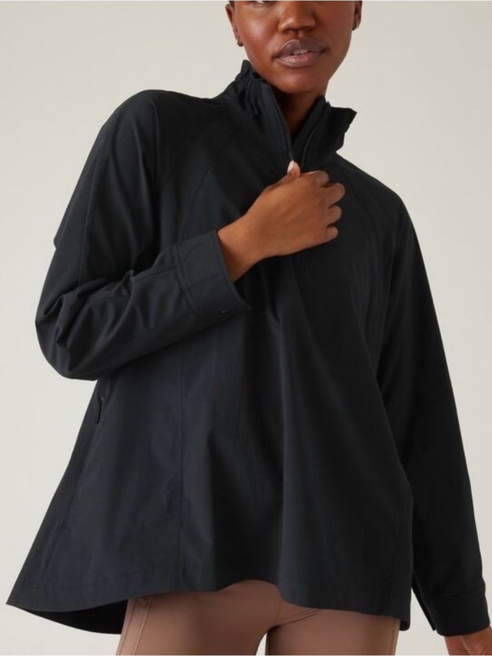 Athleta Advantage Poplin Tunic Top in Black Sz Medium